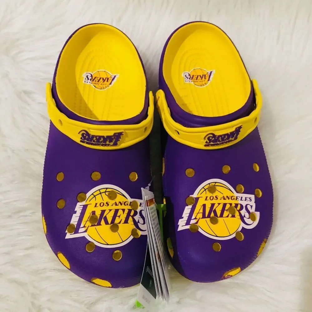NBA‎ Los Angeles Lakers Classic Clog Crocs Comfort Sunflower Men 8 Women 10 NEW